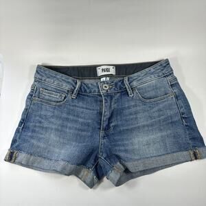 Paige Denim Short Jean Cut-Off sz 24, Sewn Cuffs, 3" Inseam Festival, Concerts
